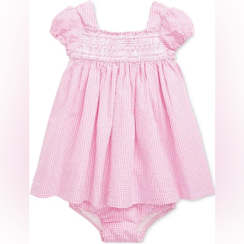 Ralph Lauren Toddler Smocked Gingham Seersucker Dress (NEW WITH TAGS)